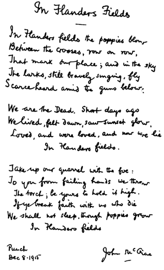 Flanders Field Original Poem